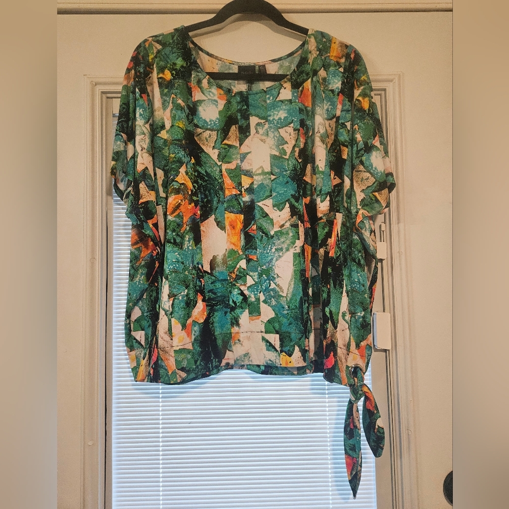 Rafaella short sleeve blouse, sz XL, side tie detail
